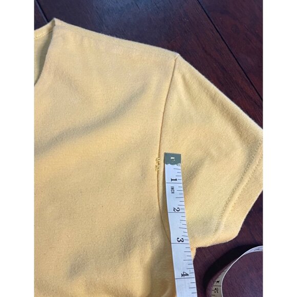 Aeropostale Womens Yellow V-Neck Tshirt Size Medium Vintage Short Sleeves - Picture 5 of 13